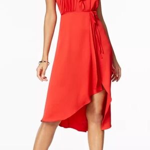 French Connection "Maudie" Ruffled Faux-wrap dress in red